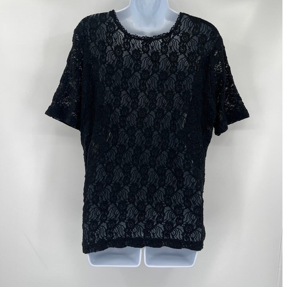 Sheer Black Lace Dark Romantic Womens Top Sz XL WhimsGoth Victorian Coquette - Picture 6 of 8